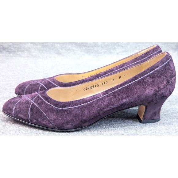 FERRAGAMO Womens Pumps - Purple, Suede Leather, Heels, Florence Italy, Size 8 - Picture 1 of 8